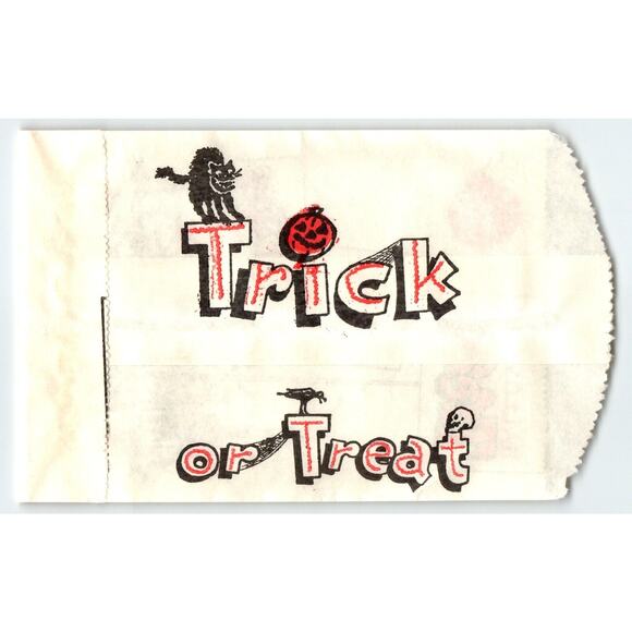 Trick Or Treat Halloween Candy Goodie Bag Witch Pirate Skeleton Bats Black Cat - Picture 2 of 2